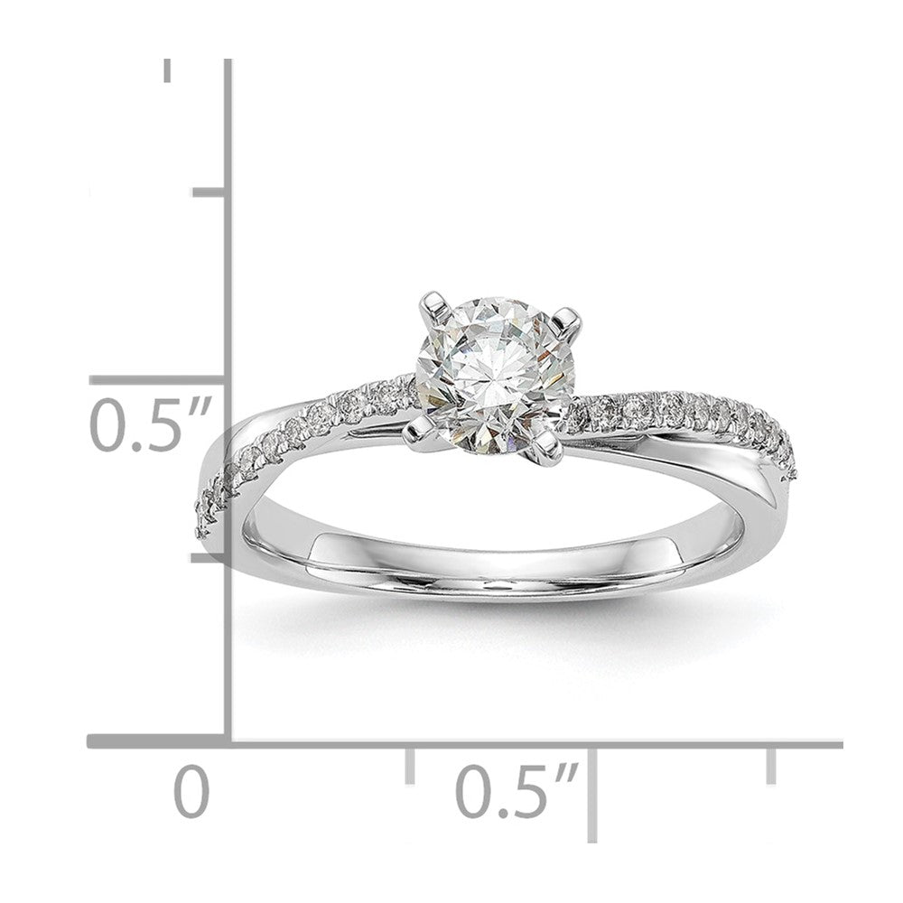 0.15ct. CZ Solid Real 14k White Gold Peg Set By-Pass Engagement Ring