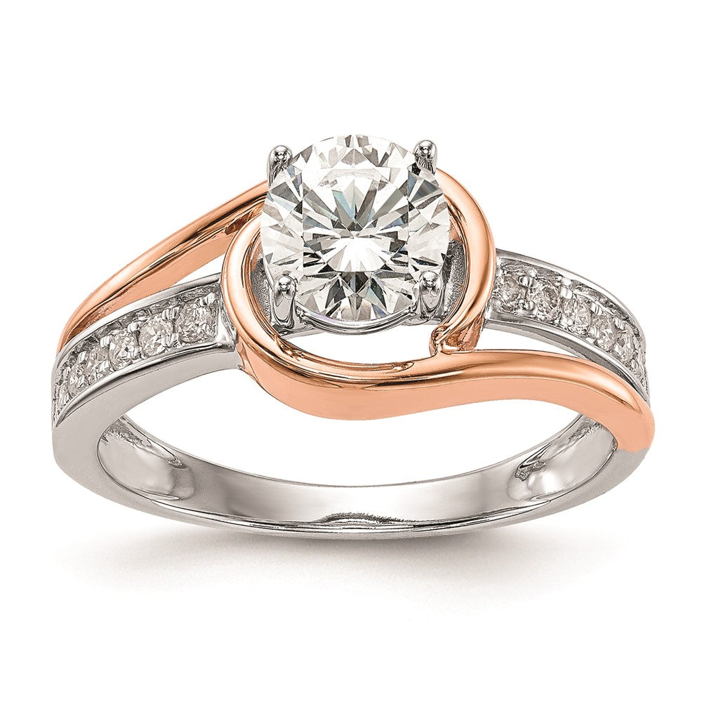 0.18ct. CZ Solid Real 14k Two-tone Peg Set By-Pass Engagement Ring