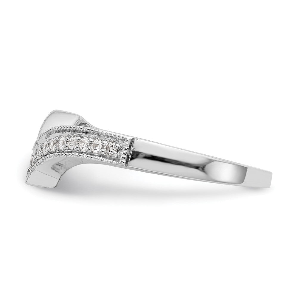 14k White Gold Real Diamond Contour Wedding Band