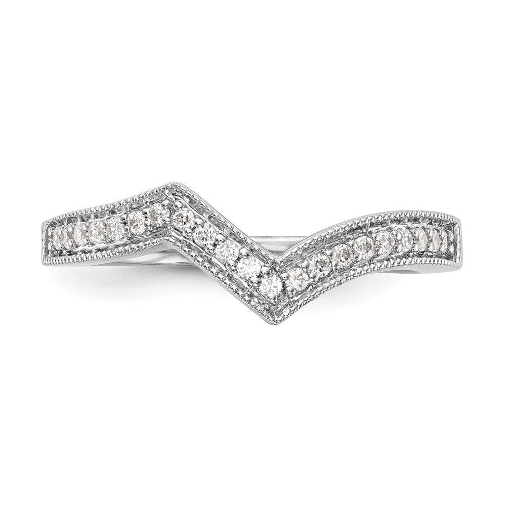 14k White Gold Real Diamond Contour Wedding Band