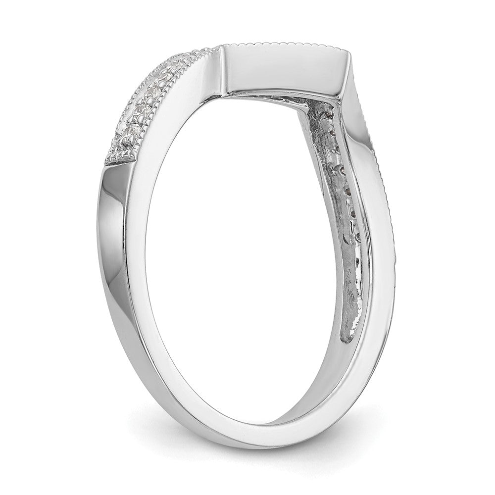 14k White Gold Real Diamond Contour Wedding Band