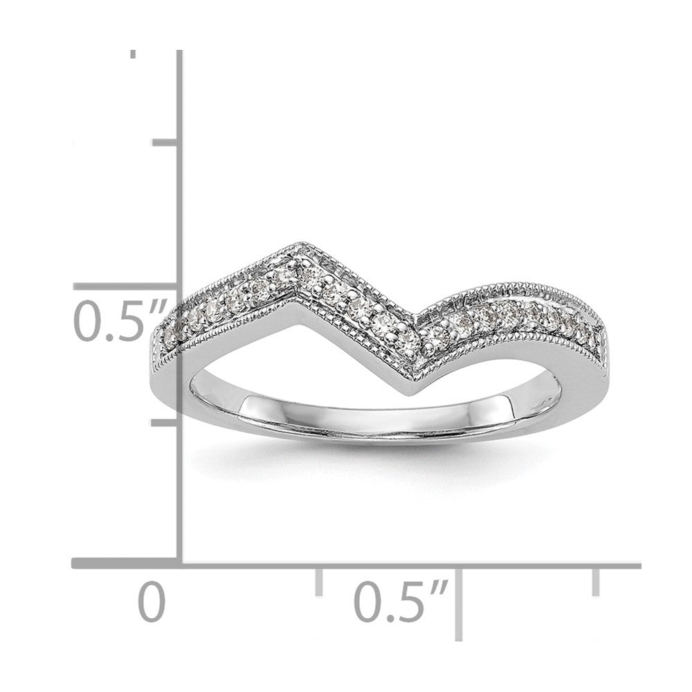 14k White Gold Real Diamond Contour Wedding Band