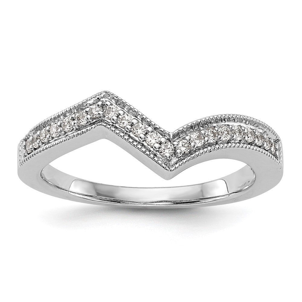 14k White Gold Real Diamond Contour Wedding Band