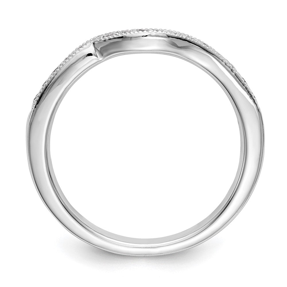 14K White Gold Real Diamond Contoured Wedding Band