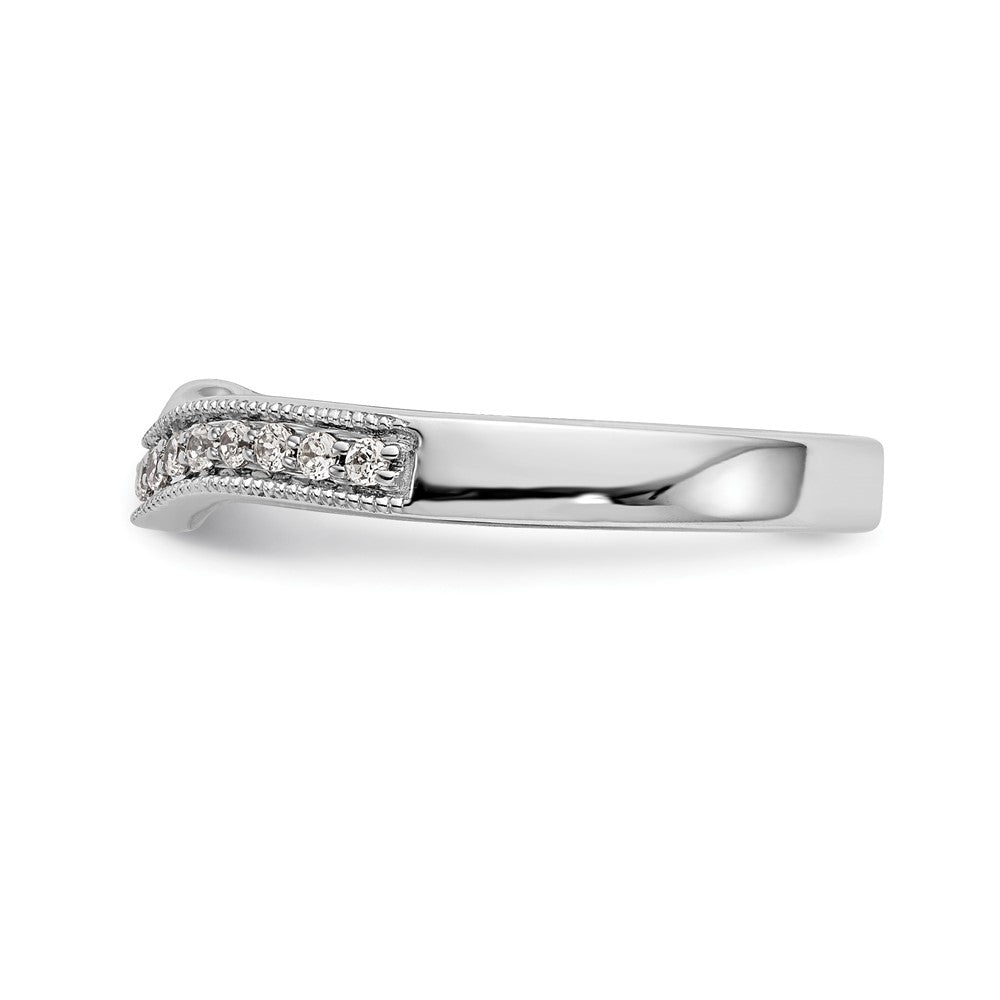 14K White Gold Real Diamond Contoured Wedding Band