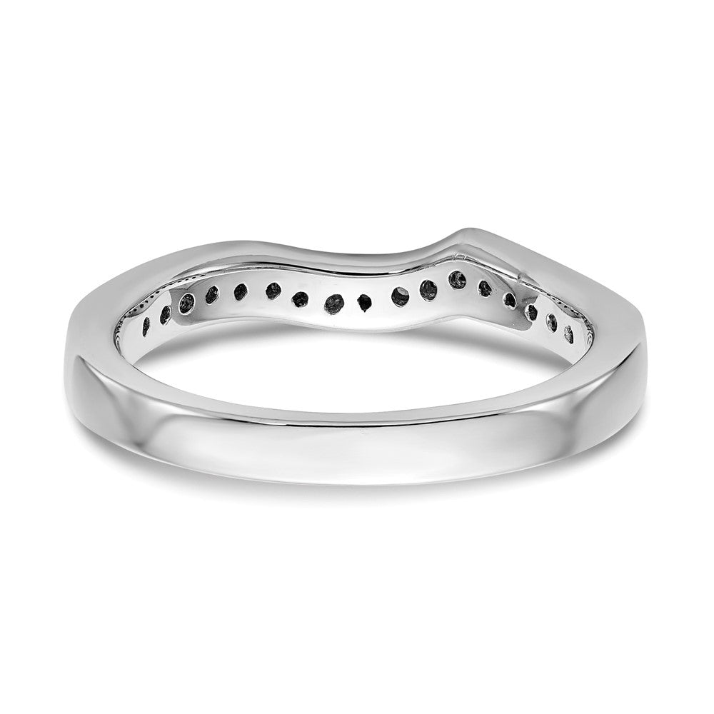 14K White Gold Real Diamond Contoured Wedding Band