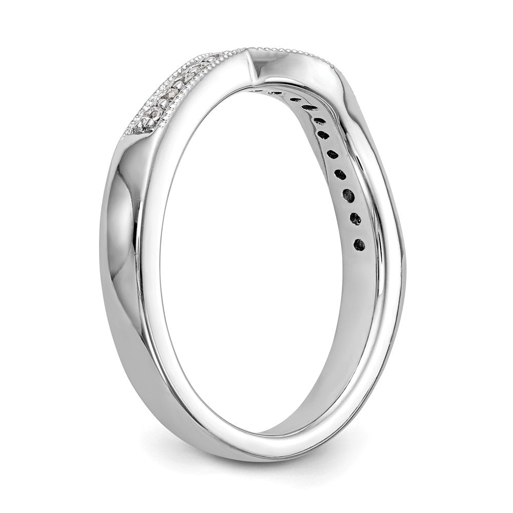 14K White Gold Real Diamond Contoured Wedding Band