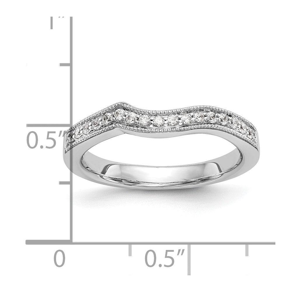 14K White Gold Real Diamond Contoured Wedding Band