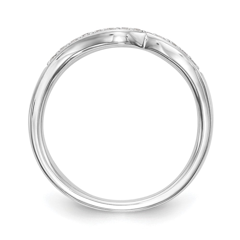 14K White Gold Real Diamond Contoured Wedding Band