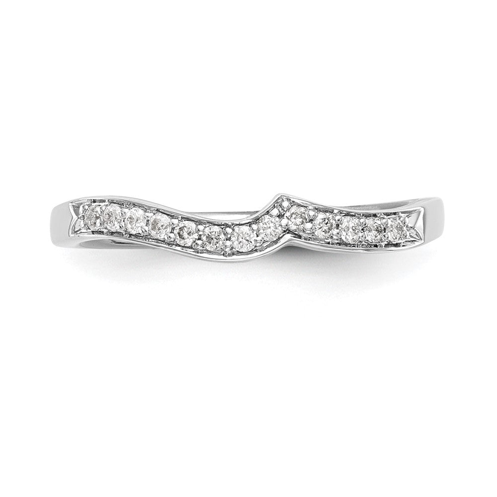 14K White Gold Real Diamond Contoured Wedding Band