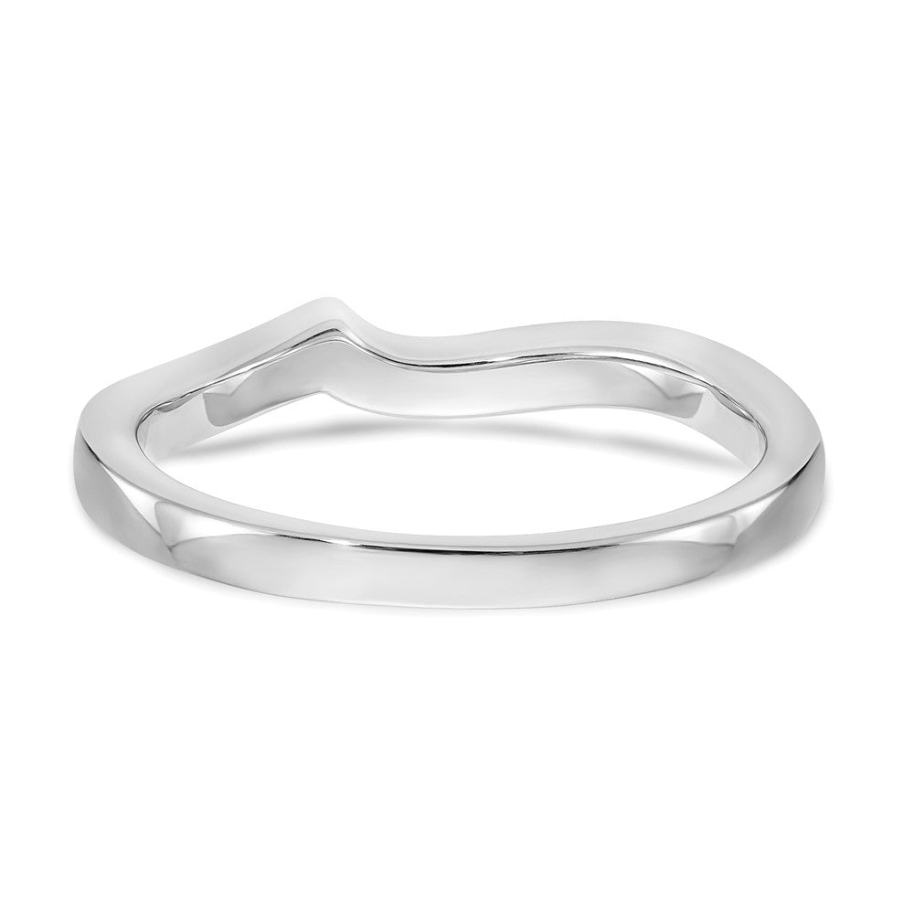 14K White Gold Real Diamond Contoured Wedding Band