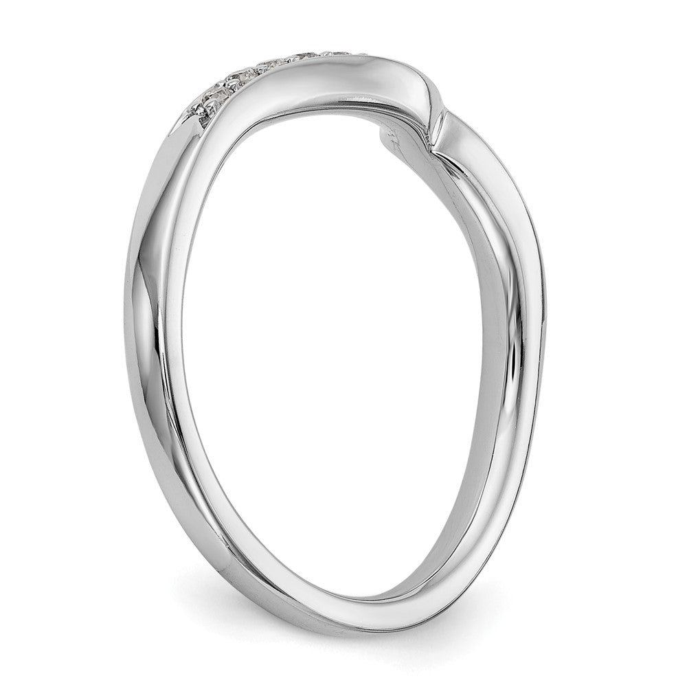 0.13ct. CZ Solid Real 14K White Gold Contoured Wedding Wedding Band Ring