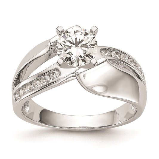 0.20ct. CZ Solid Real 14k White Gold By-Pass Engagement Ring