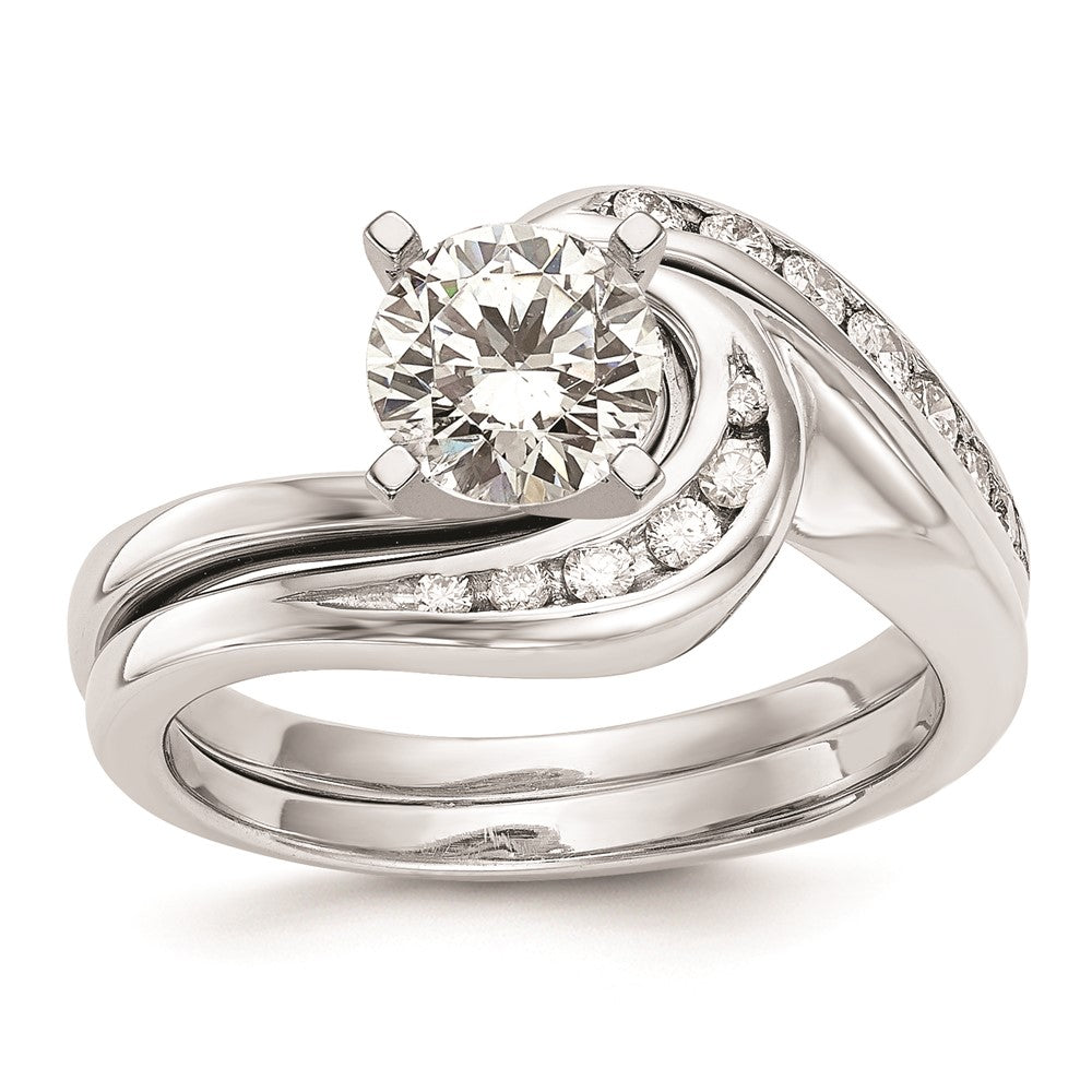 0.15ct. CZ Solid Real 14K White Gold Peg Set Engagement Ring