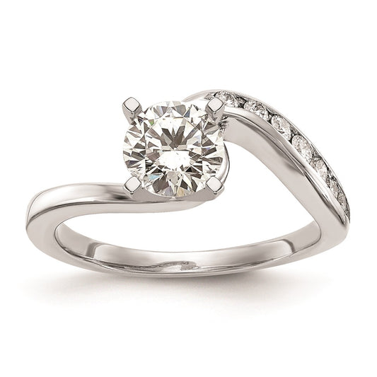 0.15ct. CZ Solid Real 14K White Gold Peg Set Engagement Ring