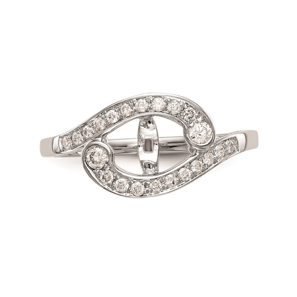 0.25ct. CZ Solid Real 14k White Gold Peg Set By-Pass Engagement Ring