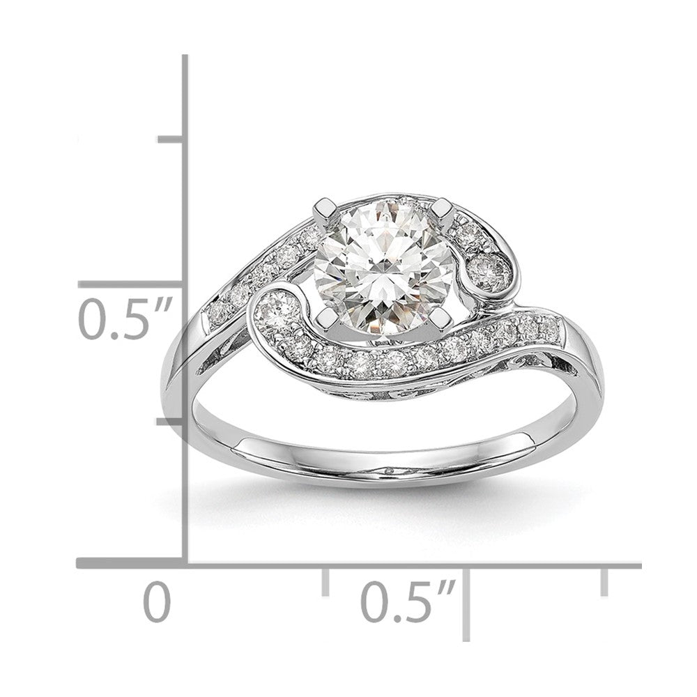 0.25ct. CZ Solid Real 14k White Gold Peg Set By-Pass Engagement Ring