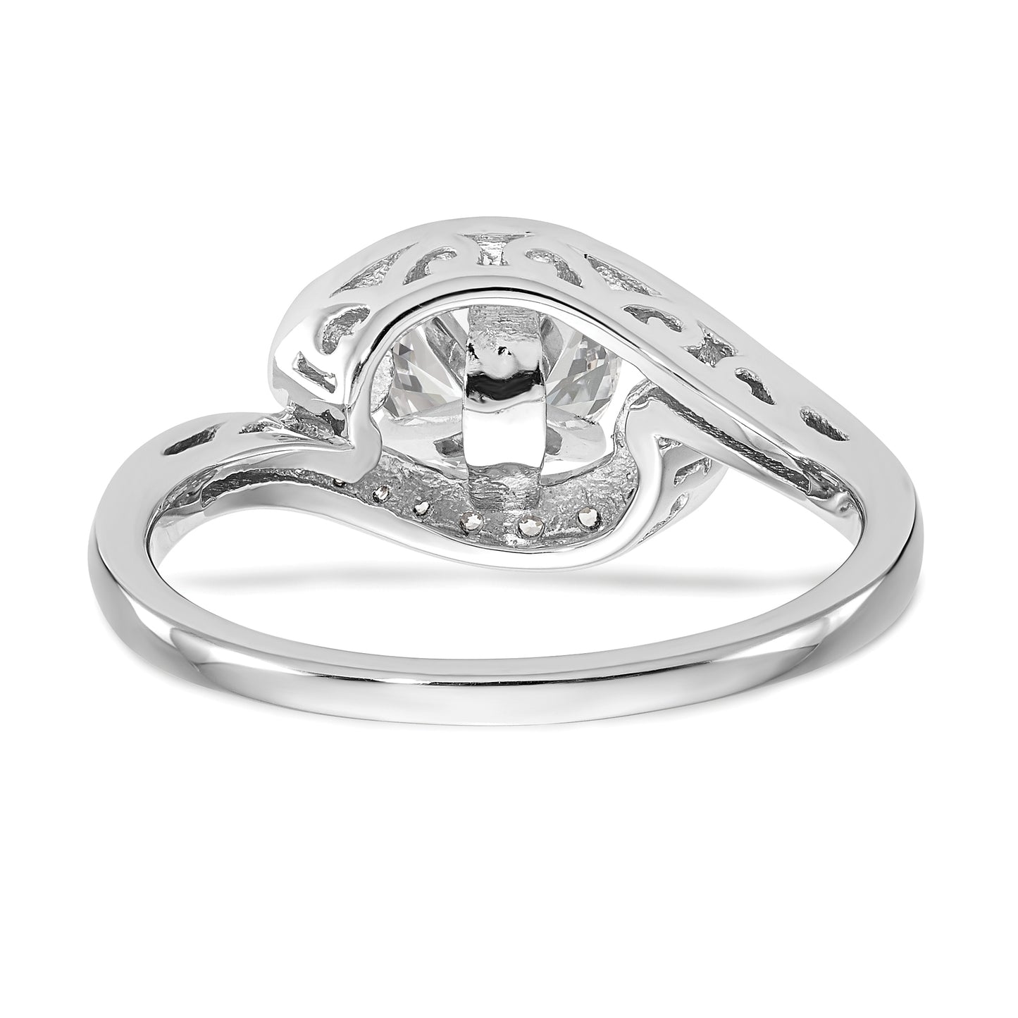 0.25ct. CZ Solid Real 14k White Gold Peg Set By-Pass Engagement Ring