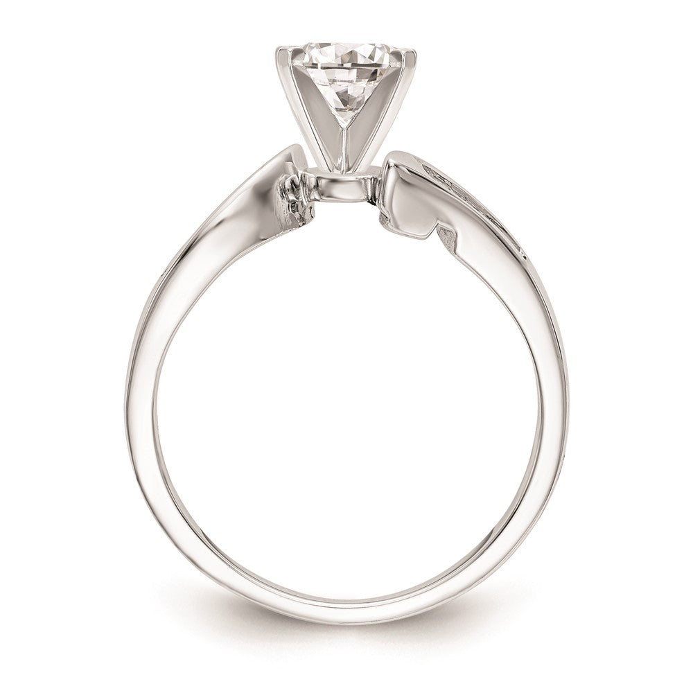 0.13ct. CZ Solid Real 14k White Gold Peg Set By-Pass Engagement Ring