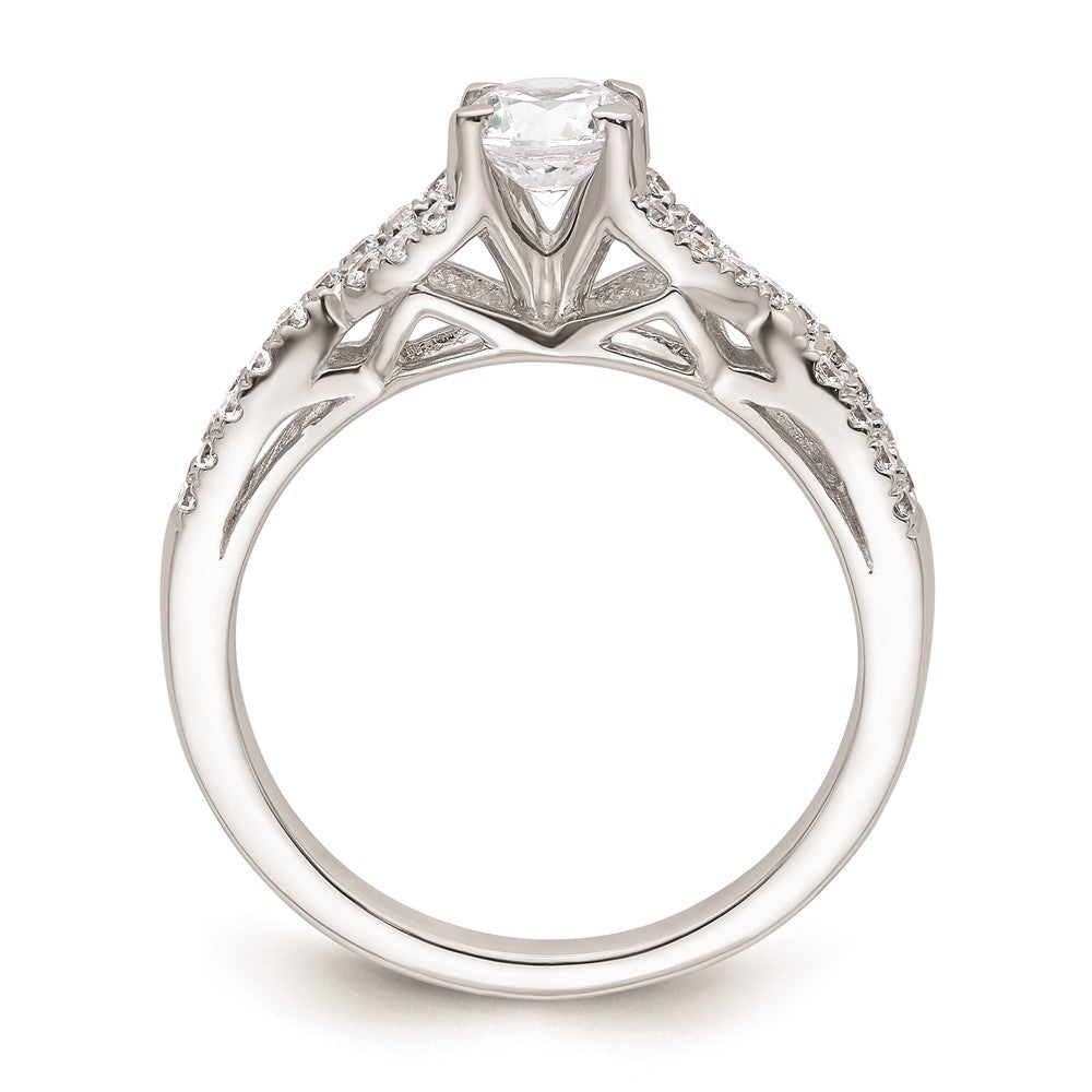 0.25ct. CZ Solid Real 14k White Gold Round By-Pass Engagement Ring