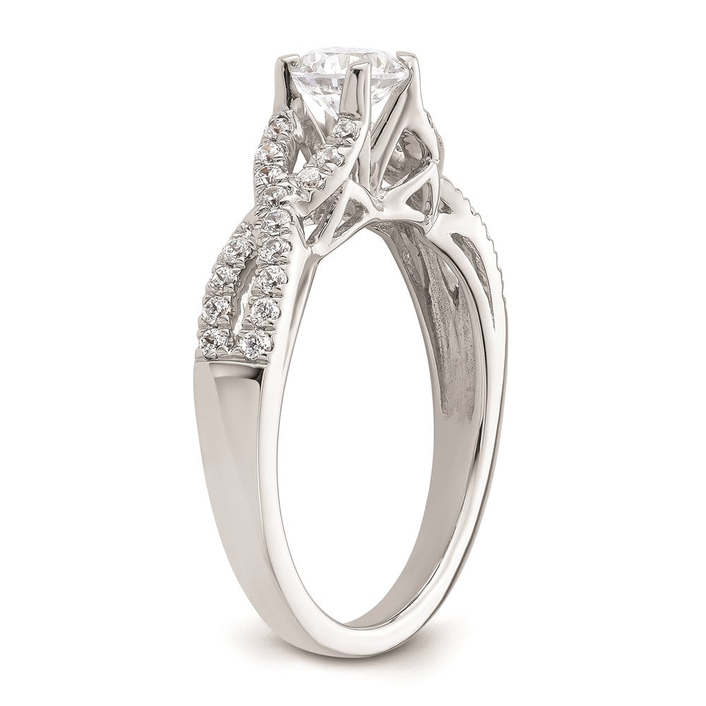 0.25ct. CZ Solid Real 14k White Gold Round By-Pass Engagement Ring