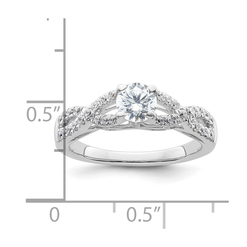 0.25ct. CZ Solid Real 14k White Gold Round By-Pass Engagement Ring