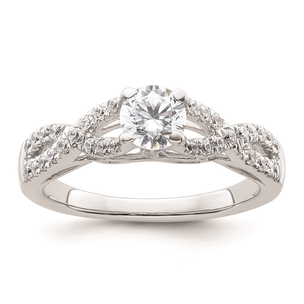 0.25ct. CZ Solid Real 14k White Gold Round By-Pass Engagement Ring