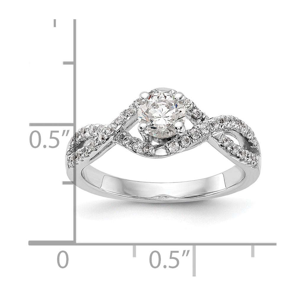 0.50ct. CZ Solid Real 14k White Gold Round By-Pass Engagement Ring