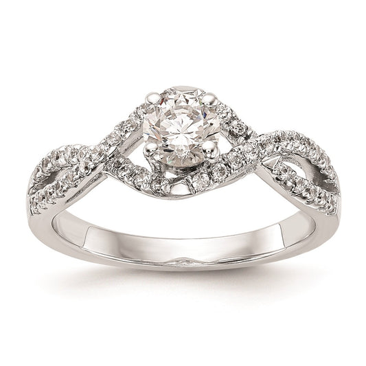 0.50ct. CZ Solid Real 14k White Gold Round By-Pass Engagement Ring