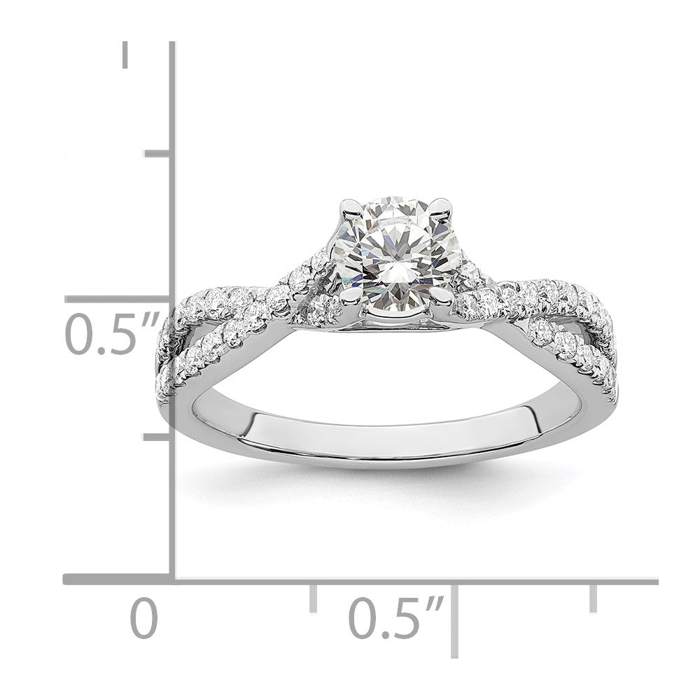 0.50ct. CZ Solid Real 14k White Gold Round By-Pass Engagement Ring