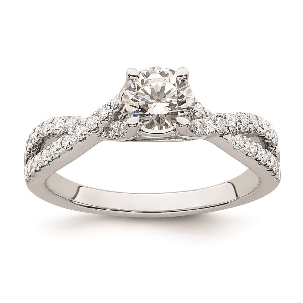 0.50ct. CZ Solid Real 14k White Gold Round By-Pass Engagement Ring