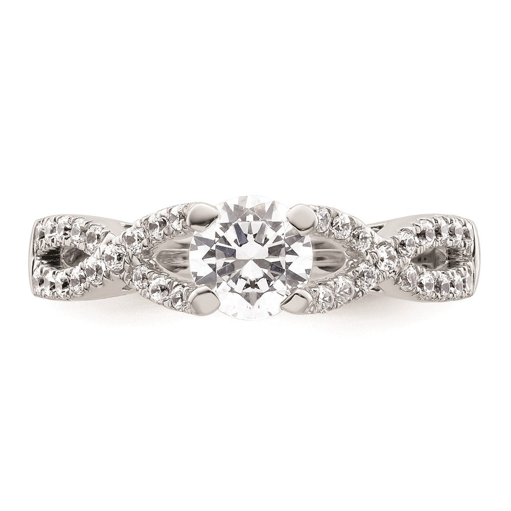 0.50ct. CZ Solid Real 14k White Gold Round Criss-Cross Engagement Ring