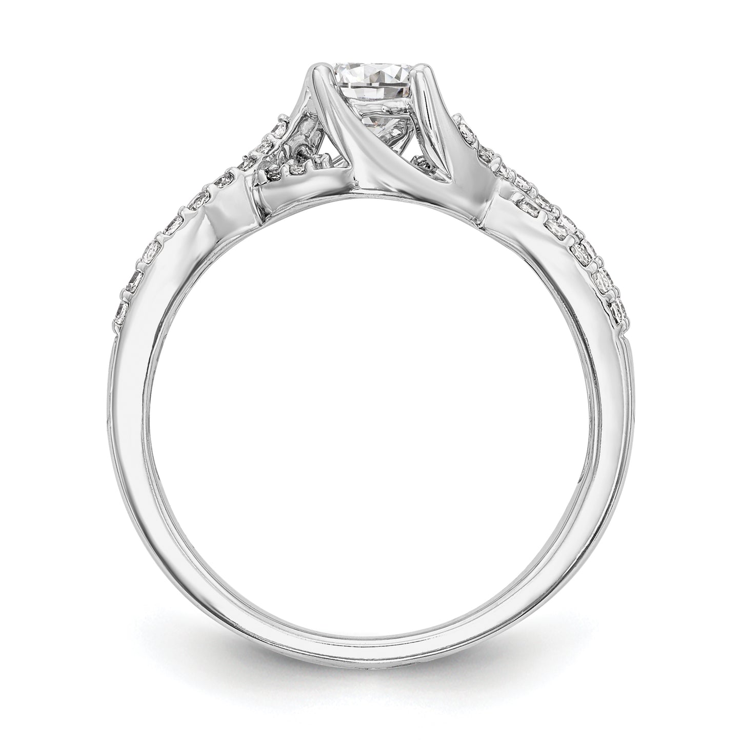 0.50ct. CZ Solid Real 14k White Gold Round Criss-Cross Engagement Ring