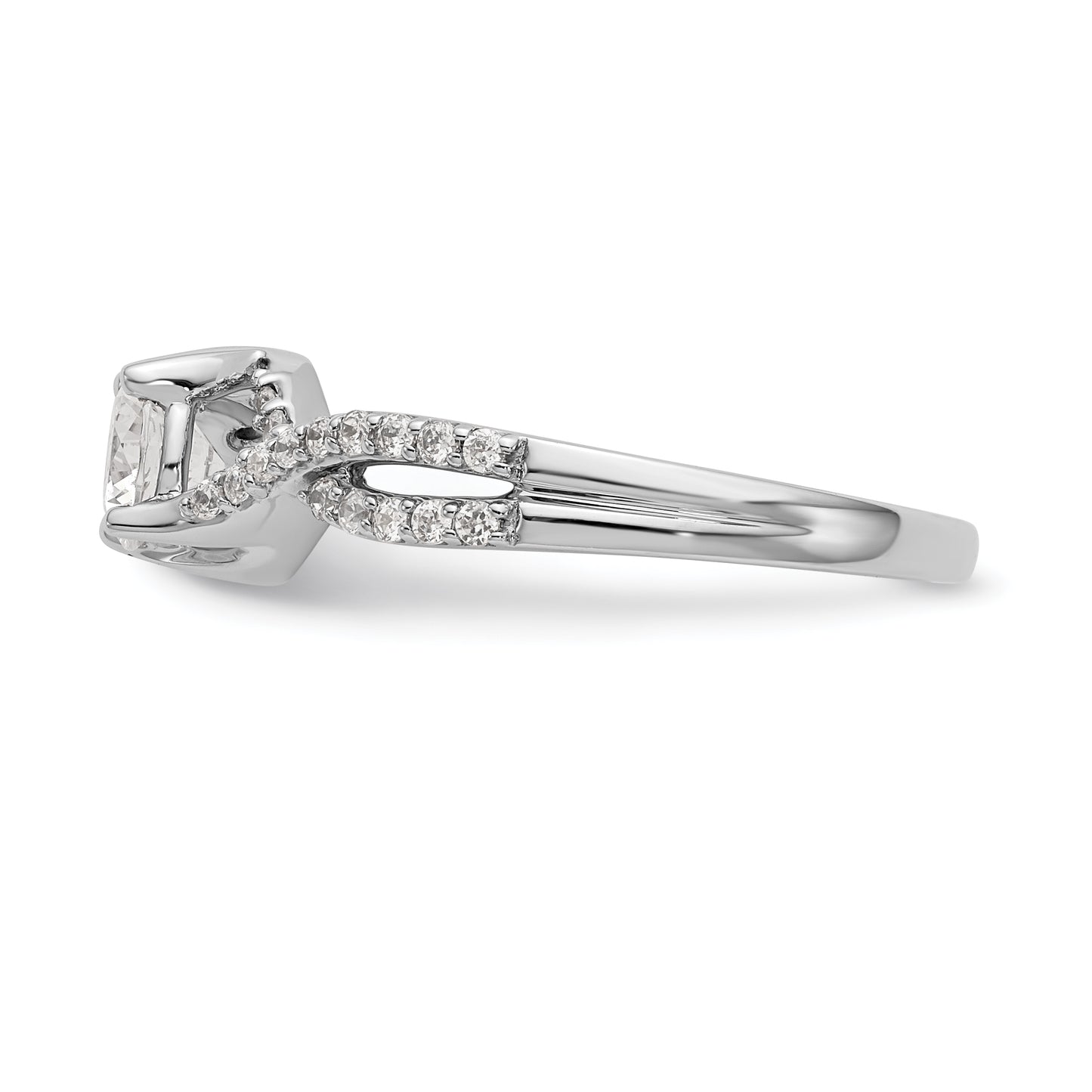 0.50ct. CZ Solid Real 14k White Gold Round Criss-Cross Engagement Ring