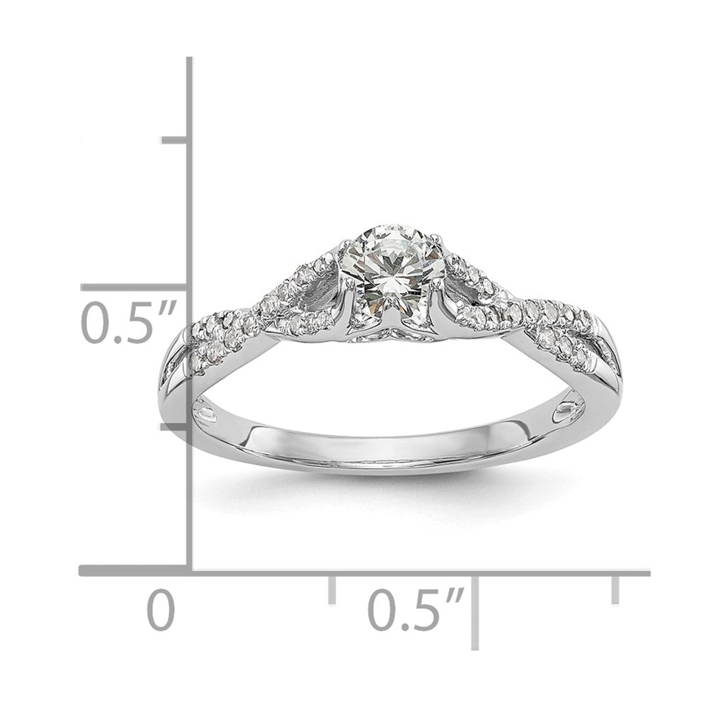 0.33ct. CZ Solid Real 14k White Gold Round Criss-Cross Engagement Ring