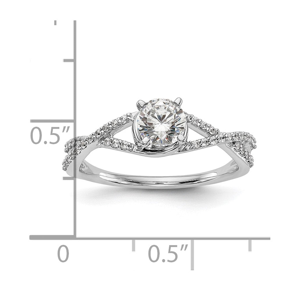 0.15ct. CZ Solid Real 14k White Gold Peg Set Criss-Cross Engagement Ring