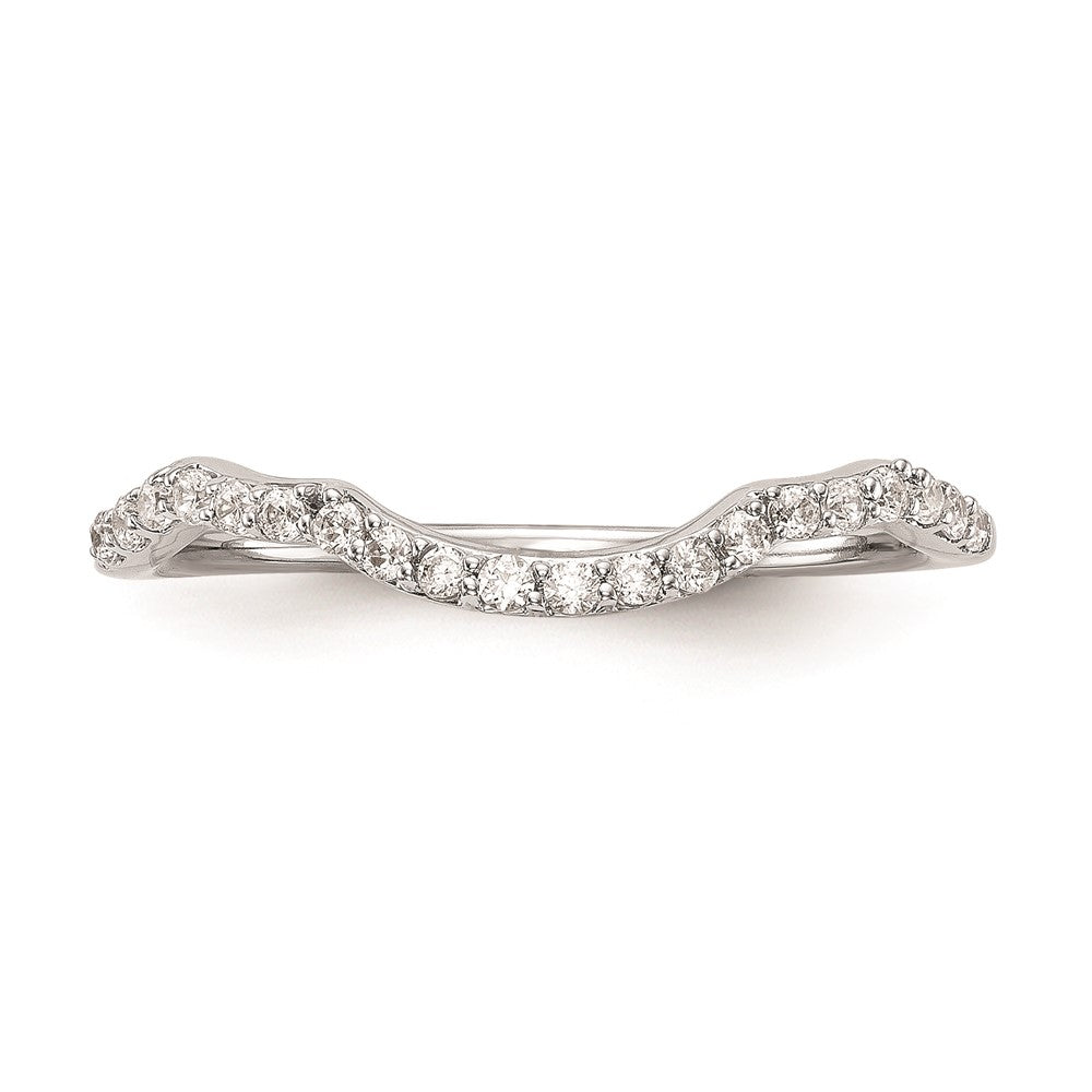 14K White Gold Real Diamond Contoured Wedding Band