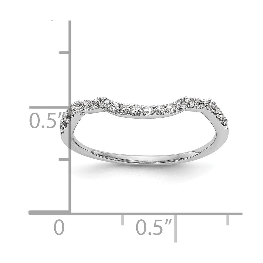 0.16ct. CZ Solid Real 14K White Gold Contoured Wedding Wedding Band Ring