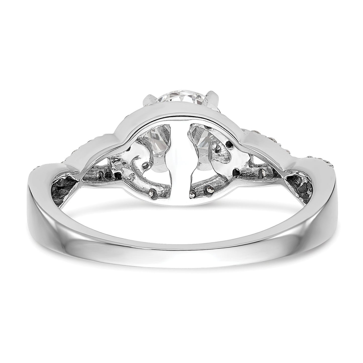 0.32ct. CZ Solid Real 14k White Gold Peg Set Criss-Cross Engagement Ring