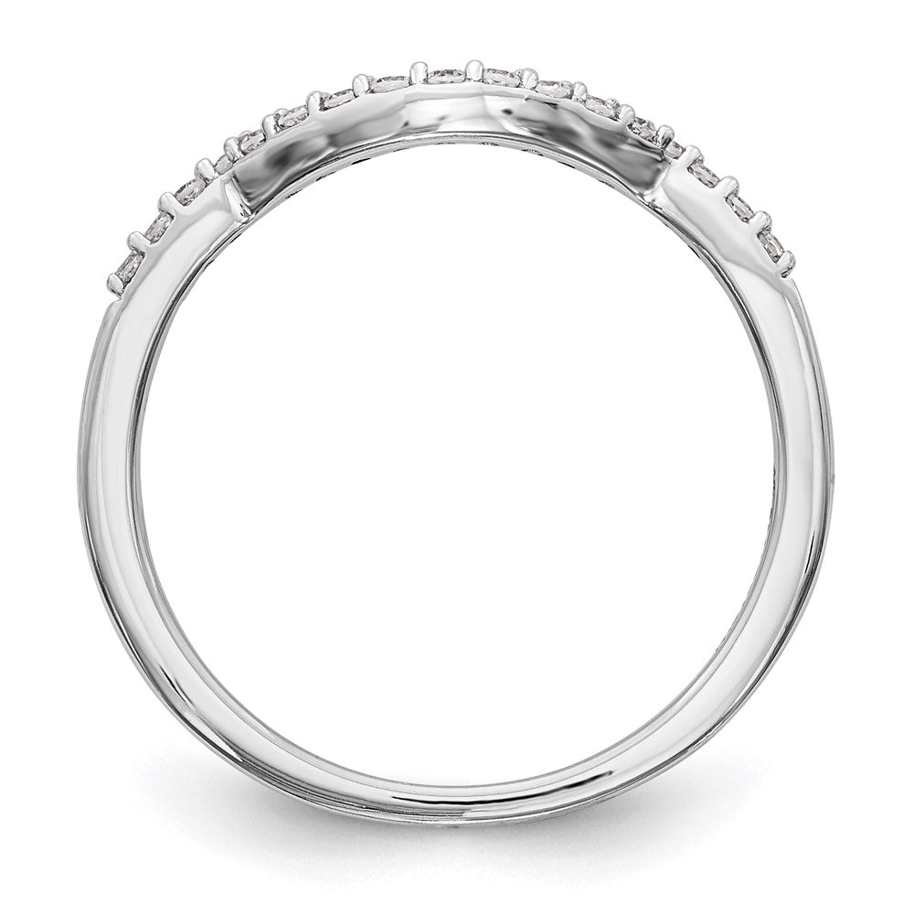 14K White Gold Real Diamond Contoured Wedding Band