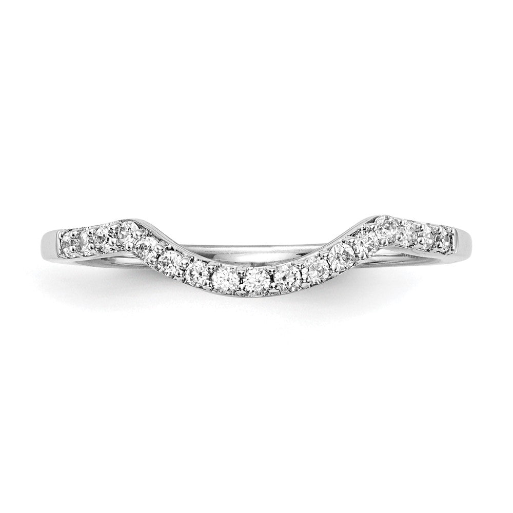 14K White Gold Real Diamond Contoured Wedding Band