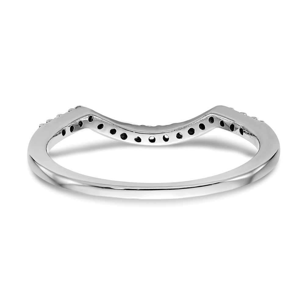 14K White Gold Real Diamond Contoured Wedding Band