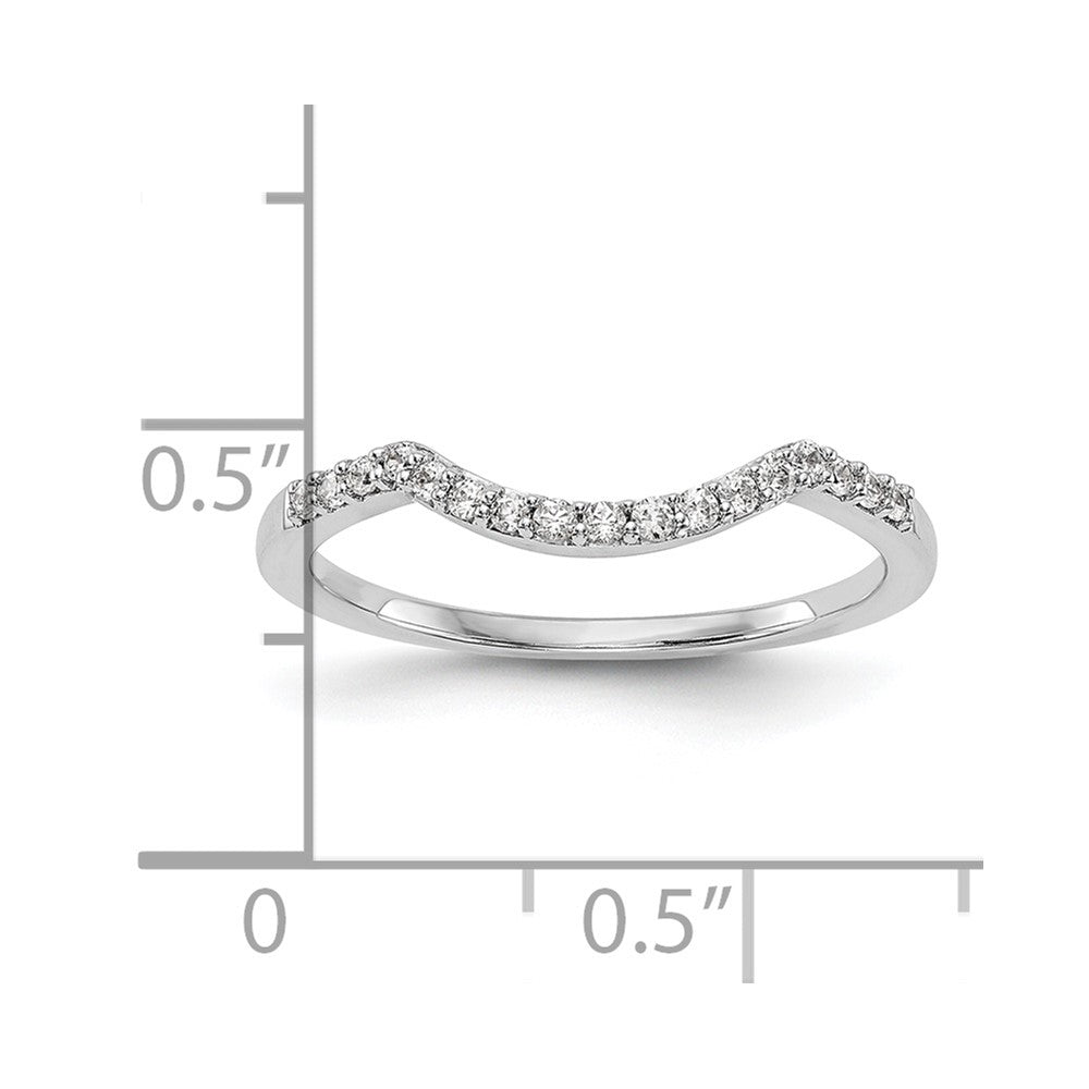 14K White Gold Real Diamond Contoured Wedding Band