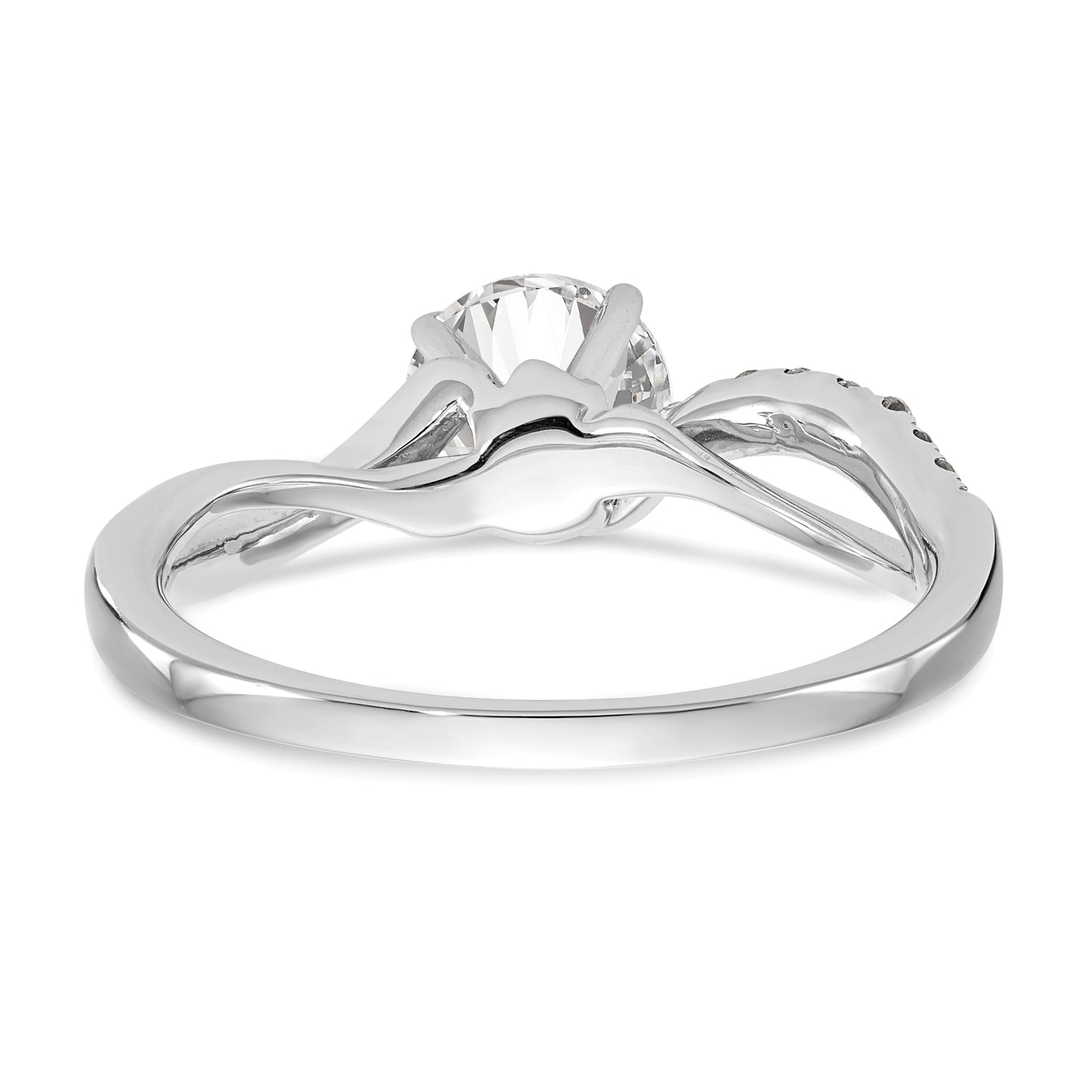 0.16ct. CZ Solid Real 14k White Gold Peg Set Criss-Cross Engagement Ring