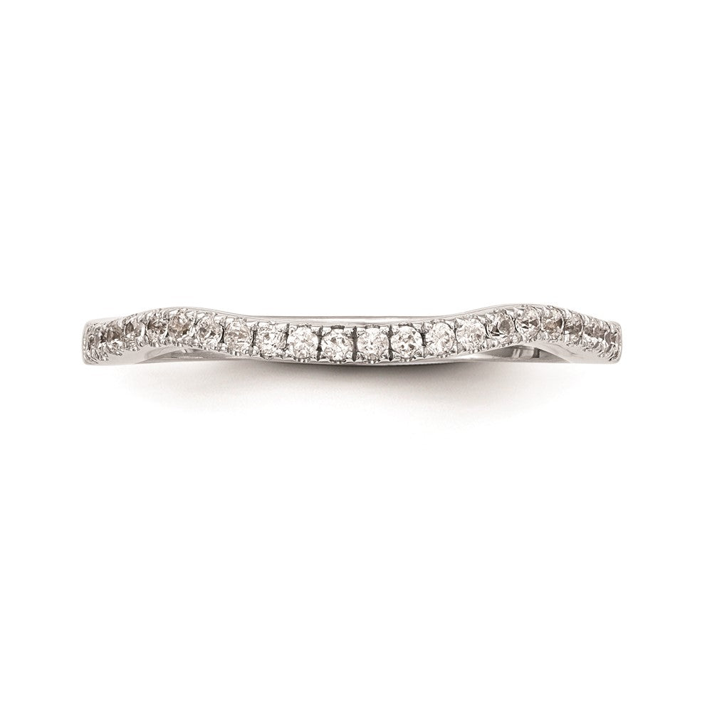 14K White Gold Real Diamond Contoured Wedding Band