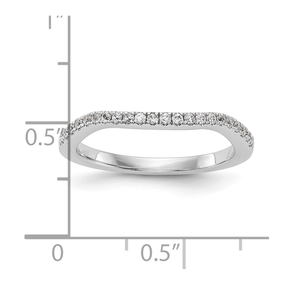 0.18ct. CZ Solid Real 14K White Gold Contoured Wedding Wedding Band Ring