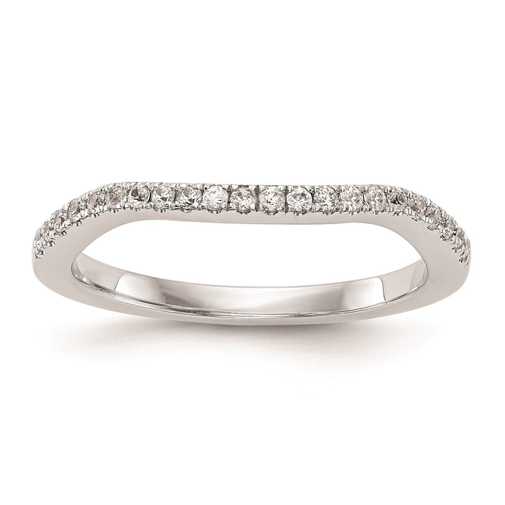 14K White Gold Real Diamond Contoured Wedding Band