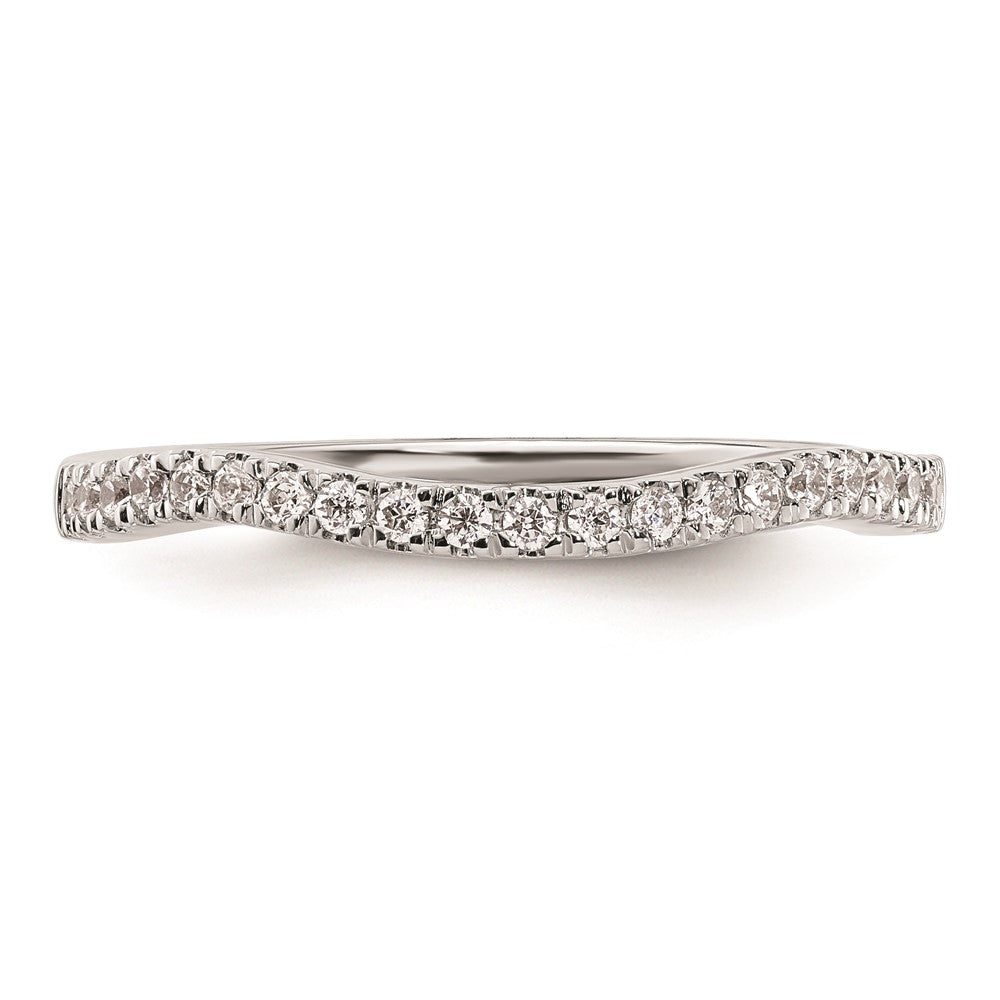 14K White Gold Real Diamond Contoured Wedding Band