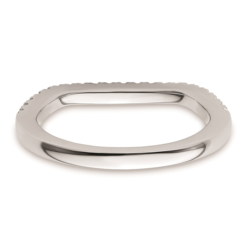 14K White Gold Real Diamond Contoured Wedding Band