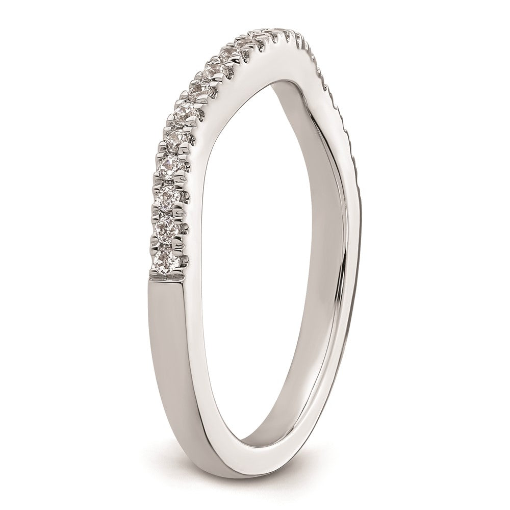 14K White Gold Real Diamond Contoured Wedding Band